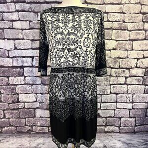 Chico's Black & White 3/4 Sleeve Dress Size L